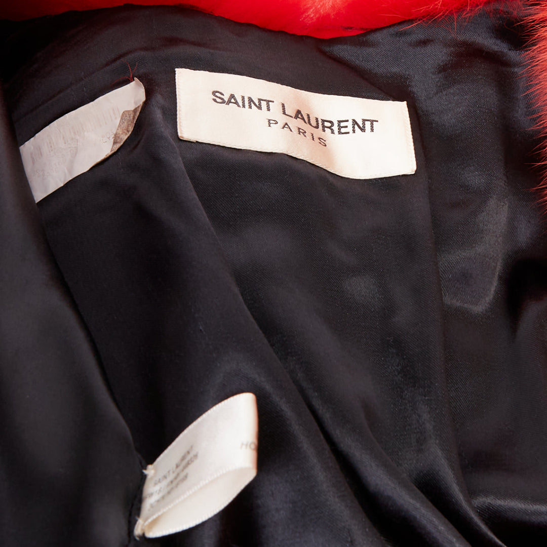 rare SAINT LAURENT 2016 Runway red fox fur heart shaped cape coat Rihanna