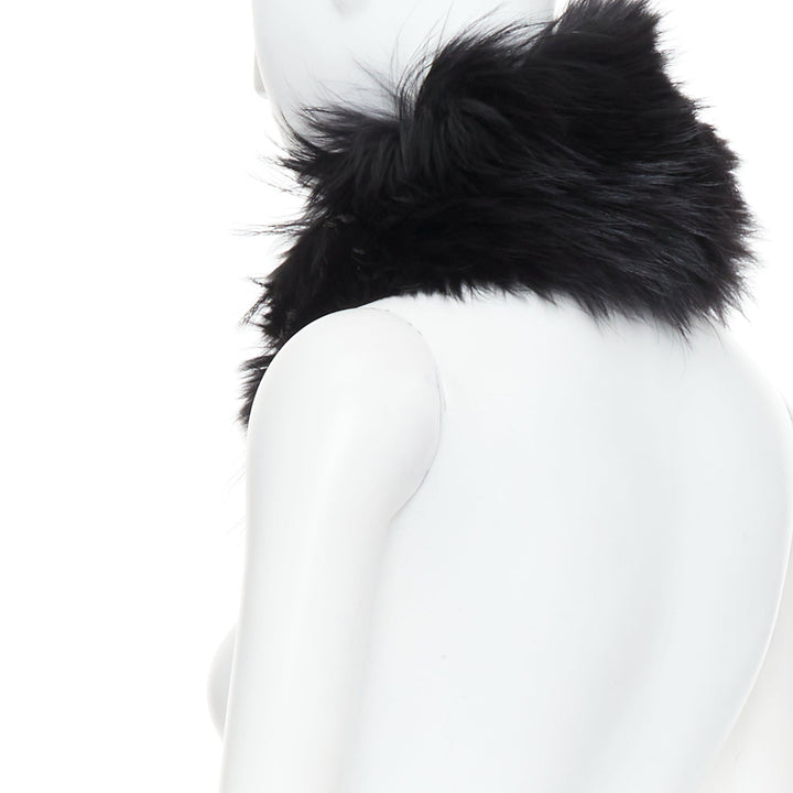 LOUIS VUITTON 2019 Stephen Sprouse black fur brown leopard graffiti collar scarf