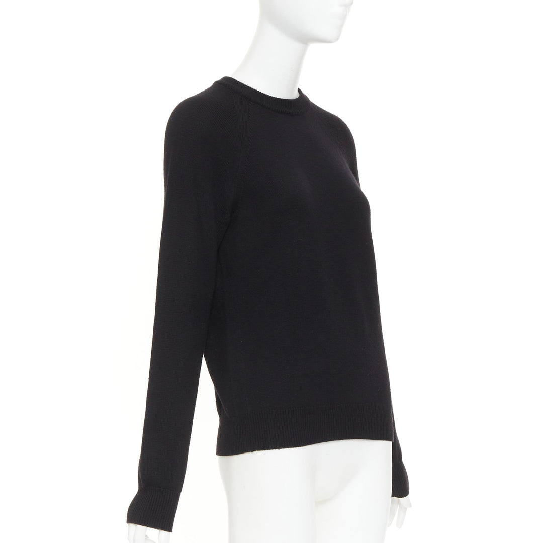 SAINT LAURENT 2016 wool black classic crew neck raglan sleeve pullover sweater S