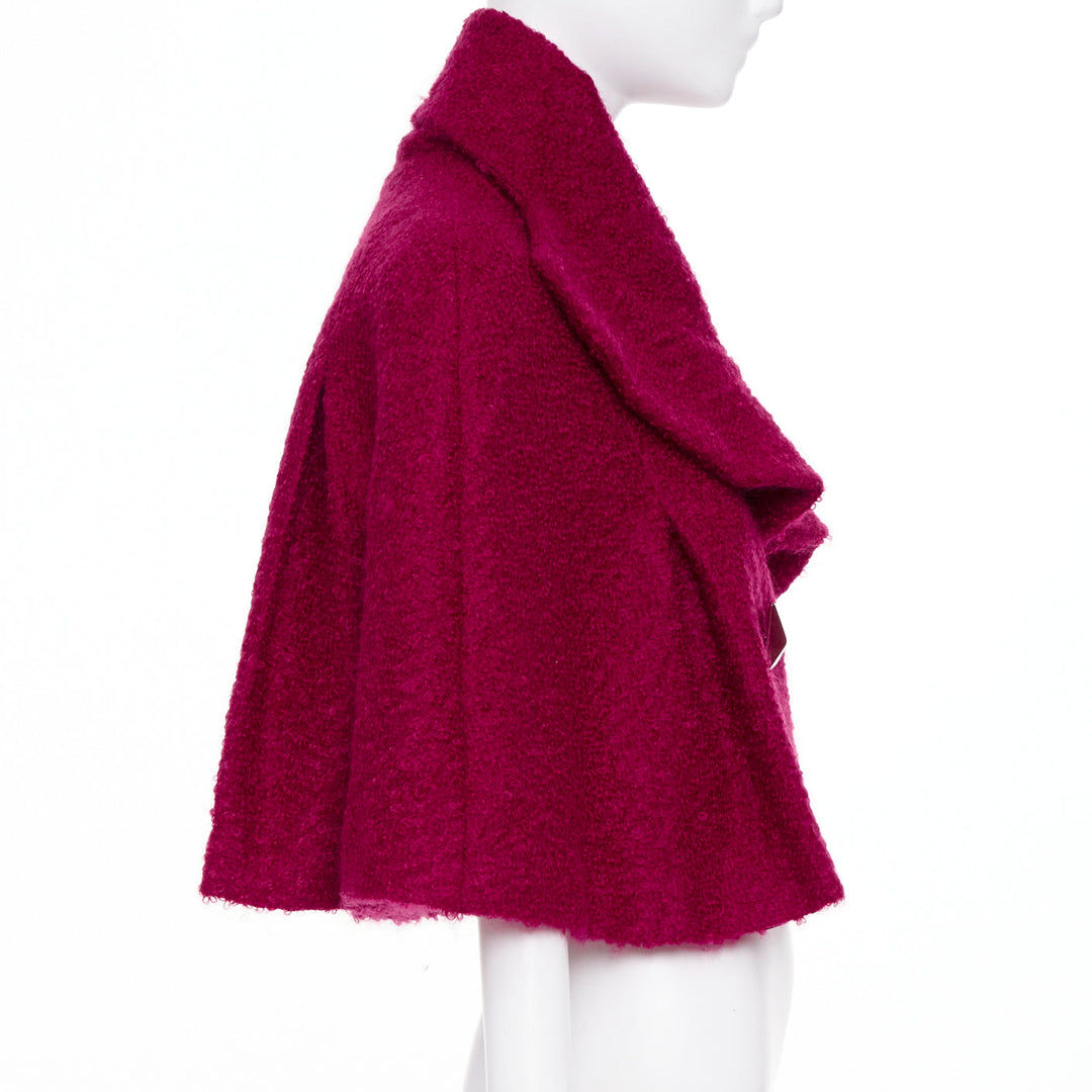 JOHN GALLIANO Vintage pink mohair blend shearling pyramid button cape jacket M