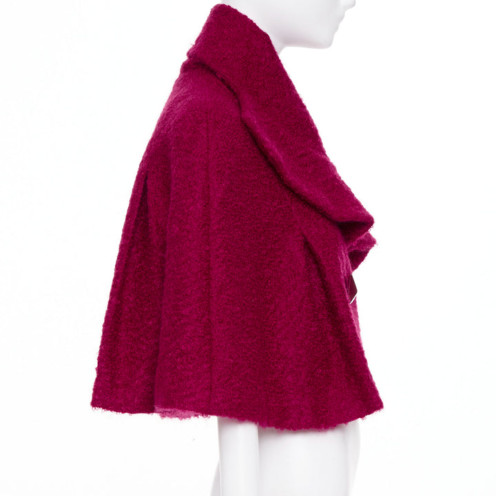 JOHN GALLIANO Vintage pink mohair blend shearling pyramid button cape jacket M