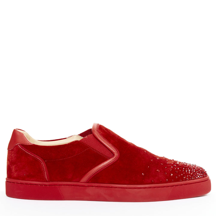 CHRISTIAN LOUBOUTIN Sailor Boat red suede degrade strass crystal sneakers EU43