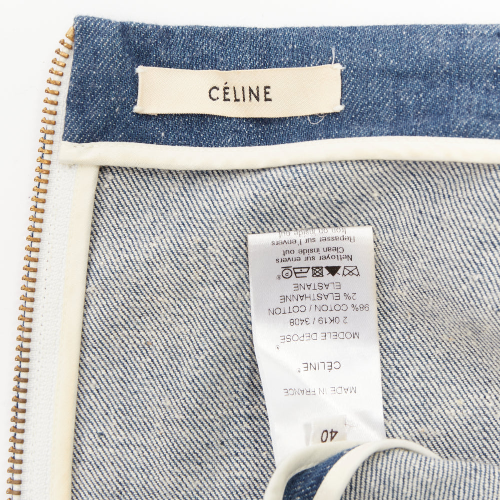 OLD CELINE 2011 Phoebe Philo blue denim bateau boat neck 3/4 sleeve top FR40 S