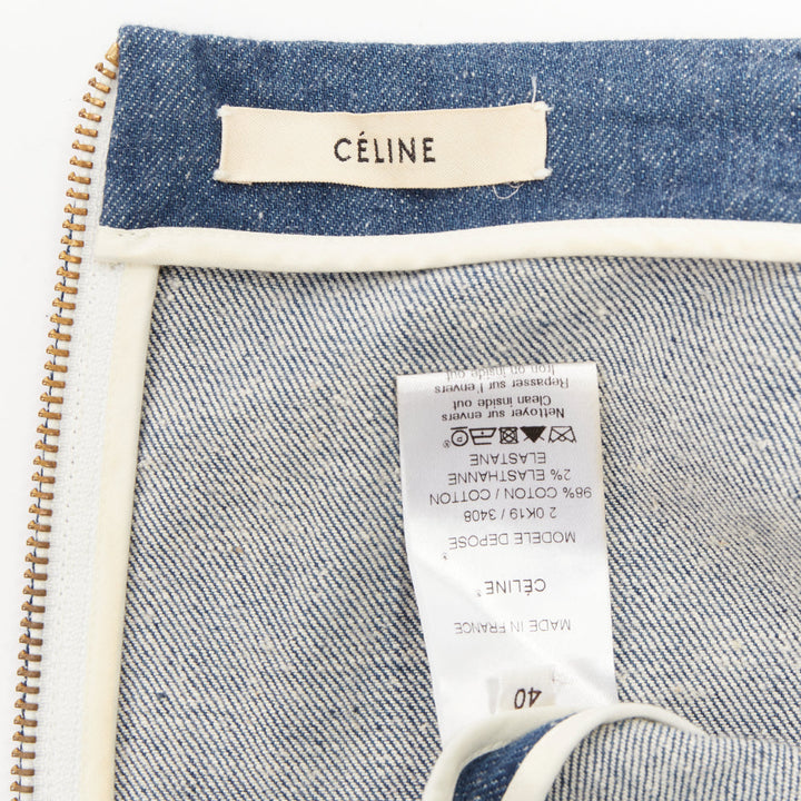 OLD CELINE 2011 Phoebe Philo blue denim bateau boat neck 3/4 sleeve top FR40 S