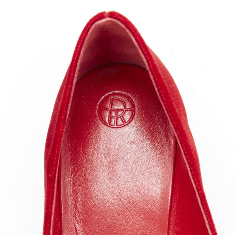 THE ROW ELodie red velvet wrap bow tie almond toe flats EU38