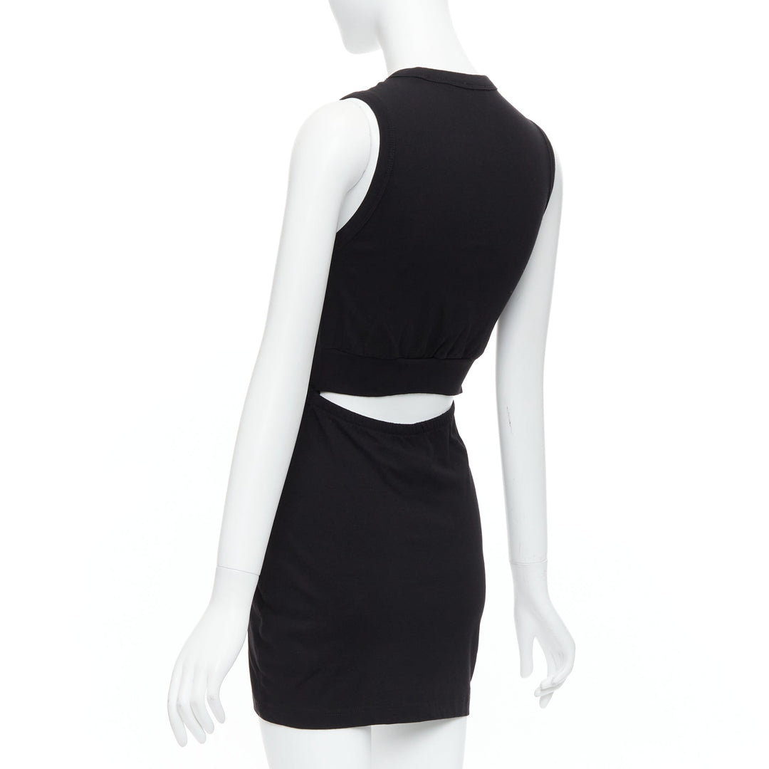 T ALEXANDER WANG black cotton chest cutout twist draped mini dress XS