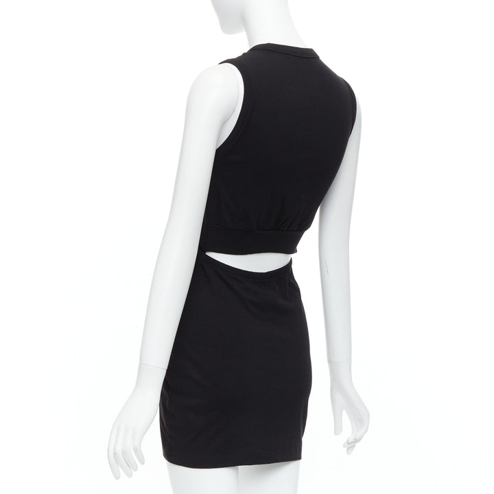 T ALEXANDER WANG black cotton chest cutout twist draped mini dress XS