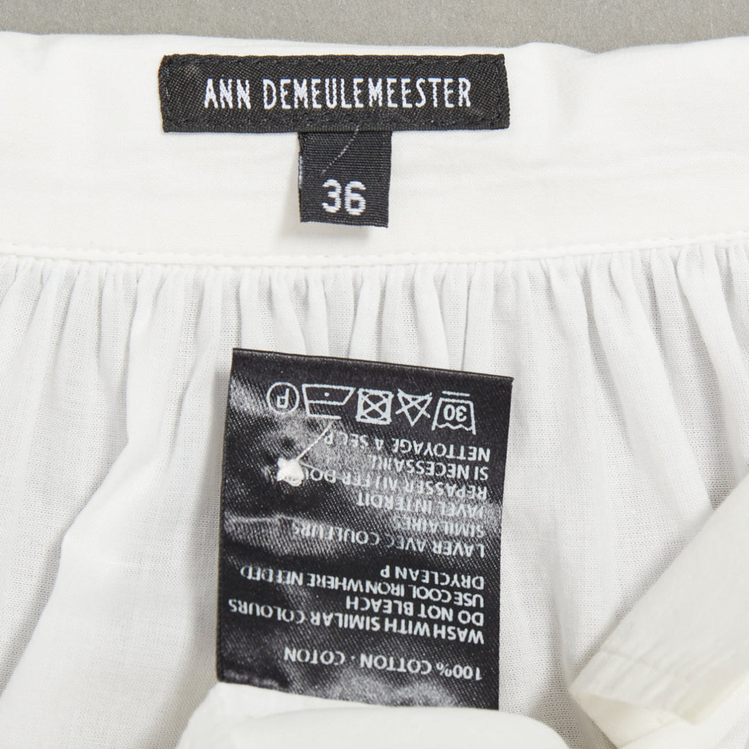 ANN DEMEULEMEESTER white cotton drawstrings ribbon ties sack shirt dress FR36 S