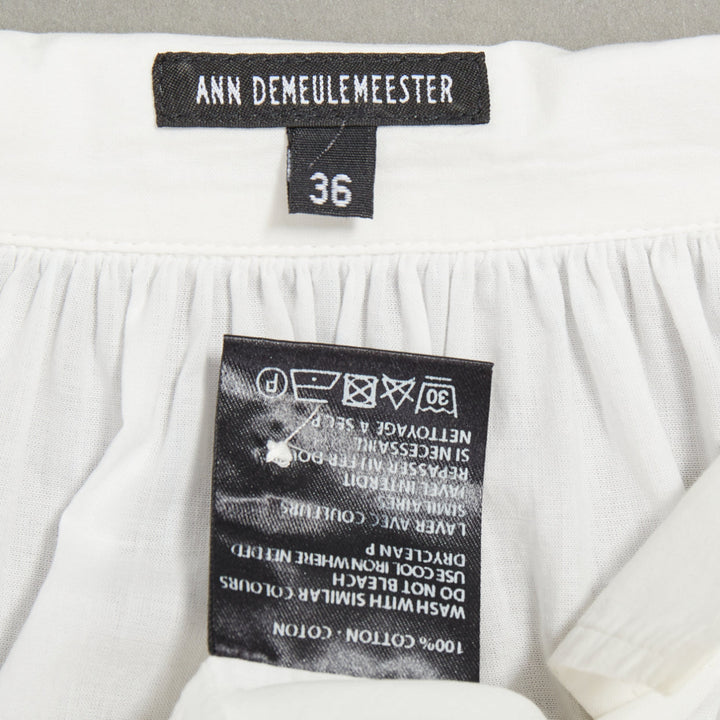 ANN DEMEULEMEESTER white cotton drawstrings ribbon ties sack shirt dress FR36 S