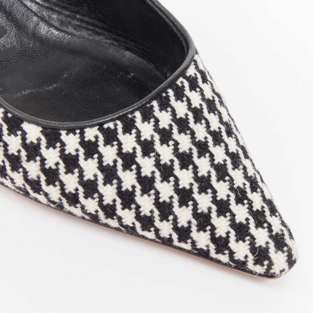 CHRISTIAN DIOR 2019 J'Adior black white houndstooth Ribbon sling pumps EU37.5D