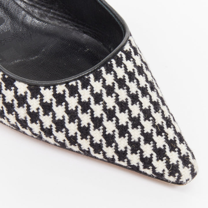 CHRISTIAN DIOR 2019 J'Adior black white houndstooth Ribbon sling pumps EU37.5D
