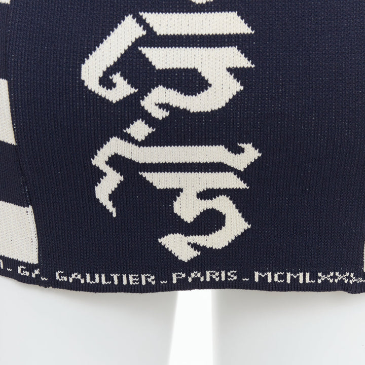 JEAN PAUL GAULTIER EQUATOR 1987 navy white heavy knit graphic jacket FR48 M