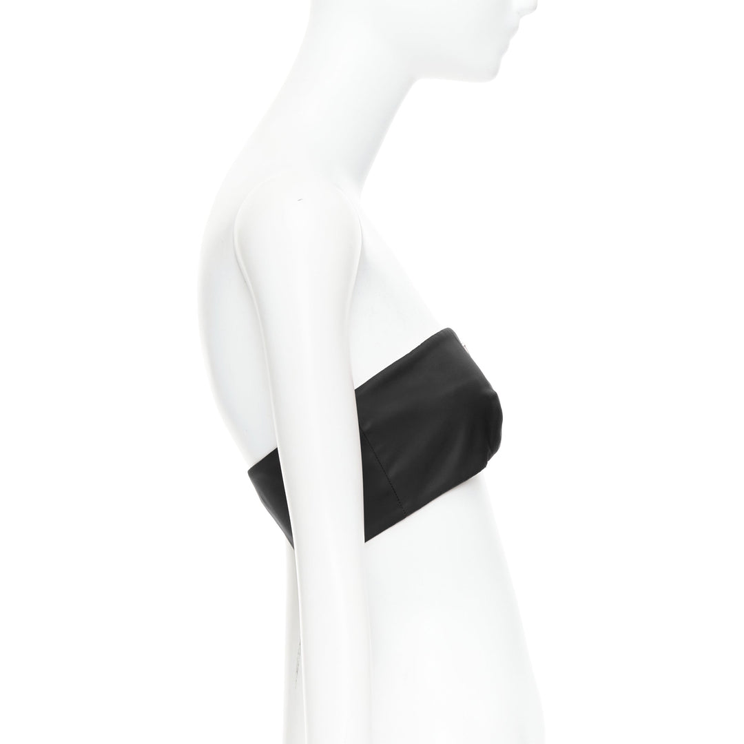 PRADA Re-Nylon black triangle logo plate strapless bustier tube top IT42 M