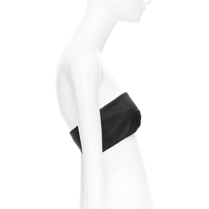 PRADA Re-Nylon black triangle logo plate strapless bustier tube top IT42 M