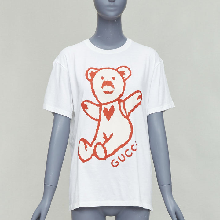 GUCCI GARDEN red cartoon bear heart cotton tshirt XXS