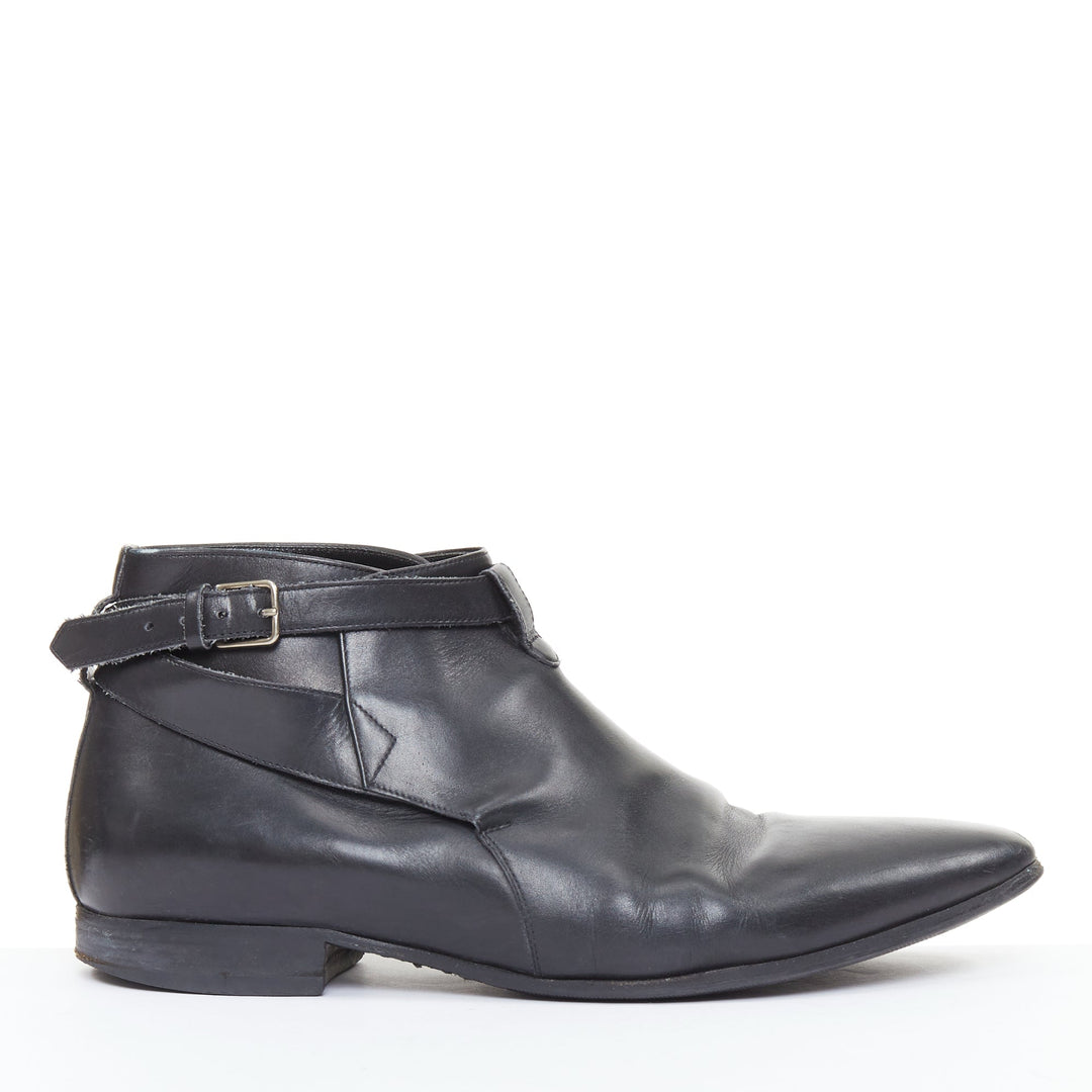 SAINT LAURENT Cropped Jodhpur 20 black leather silver buckl ankle boots EU41