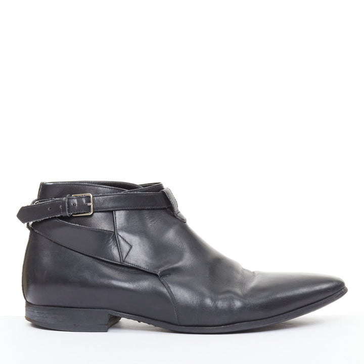 SAINT LAURENT Cropped Jodhpur 20 black leather silver buckl ankle boots EU41