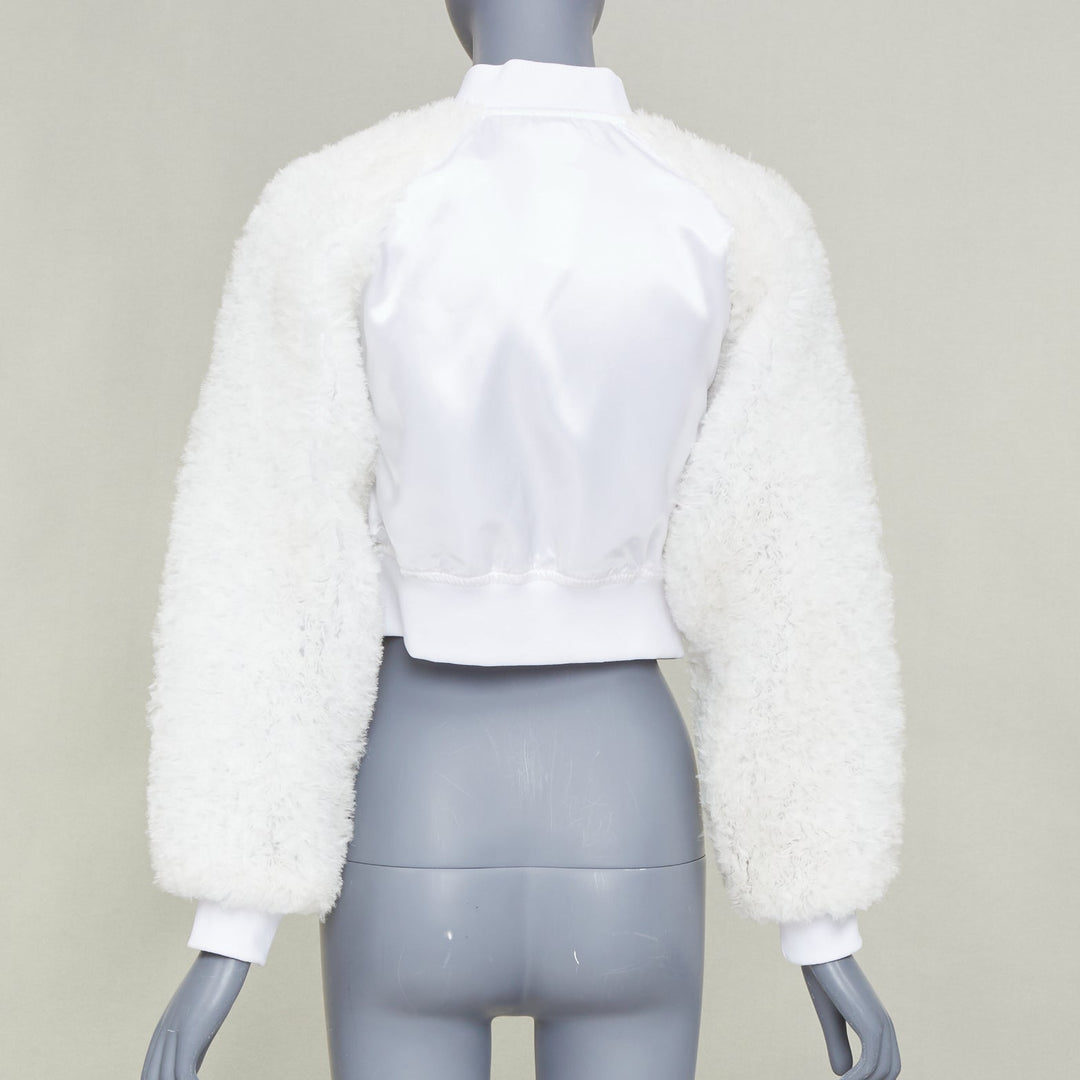 COMME DES GARCONS GIRL 2022 white tulle ruffle sleeve satin cropped jacket M