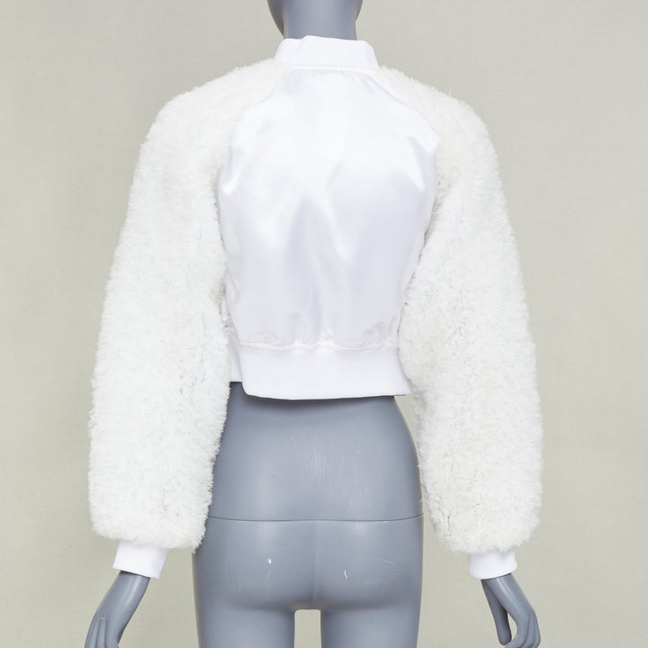 COMME DES GARCONS GIRL 2022 white tulle ruffle sleeve satin cropped jacket M