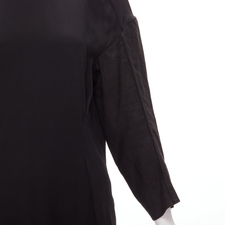 MARNI black grey contrast cutout armhole bateau tie back mini dress IT38 XS