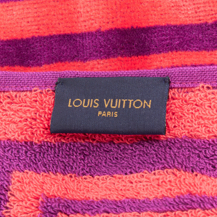 LOUIS VUITTON Vuittamins  pink purple cotton LV monogram beach towel