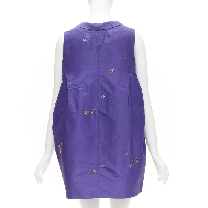 Female mannequin wearing Shiatzy Chen Purple Silk Women Vests in Size IT44 | Available at JHROP