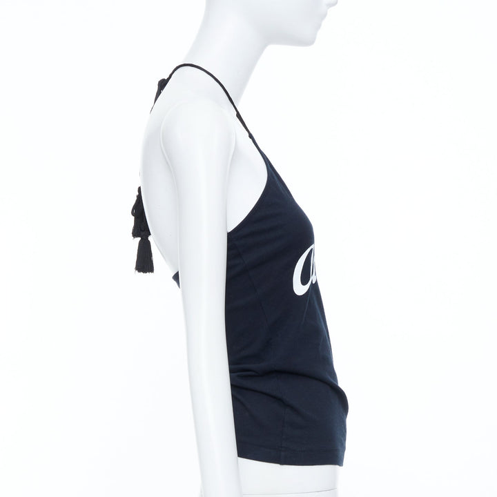 DOLCE GABBANA 2003 Vintage Atlanta graphic print black jersey halter top IT38 XS