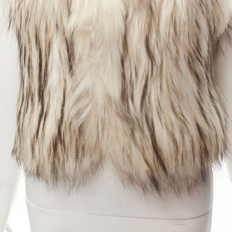 METEO YVES SALOMON cream raccoon fur vest jacket IT36 XS