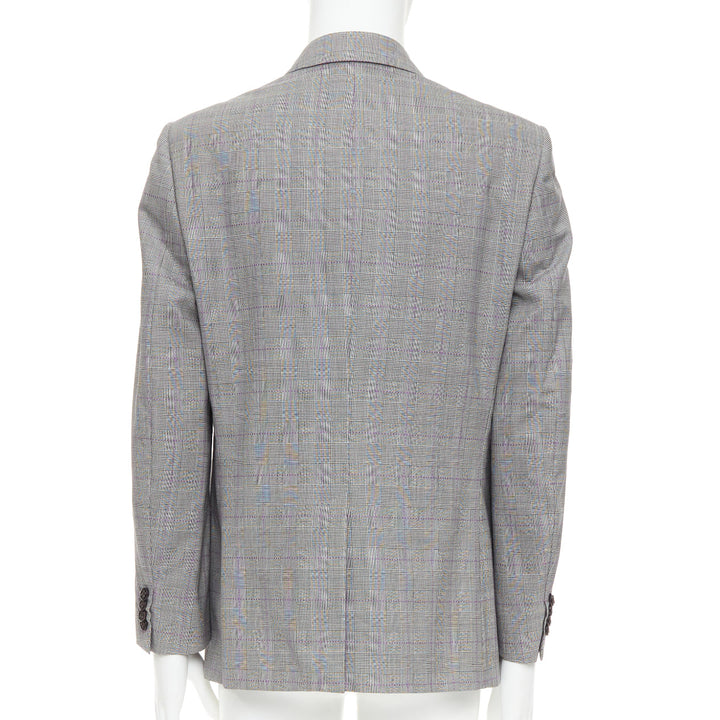 ETRO grey purple houndstooth single breasted flap pocket blazer IT52 XL