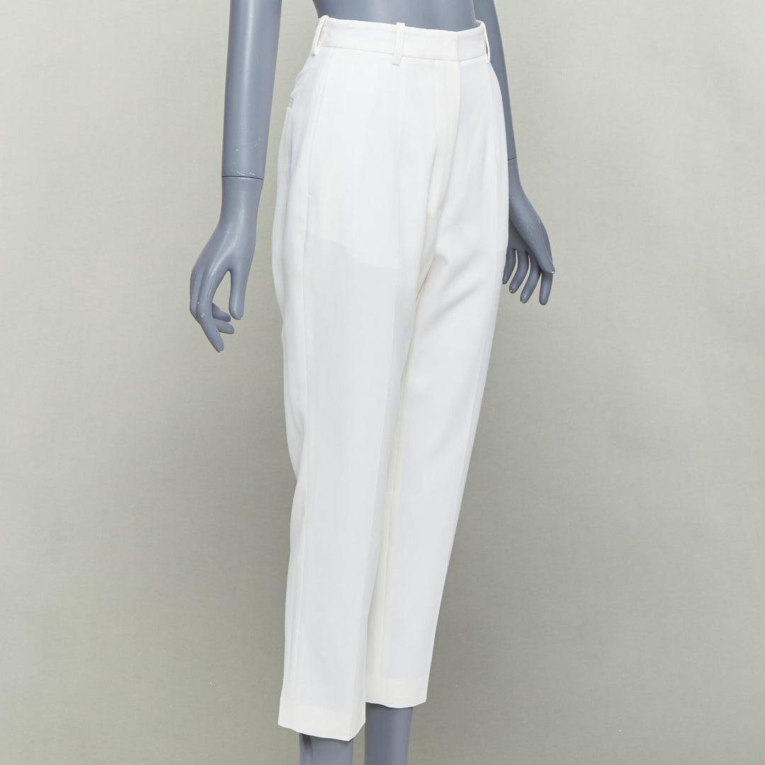 ALEXANDER MCQUEEN 2020 cream virgin wool curved side seam pants IT38 XS