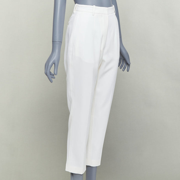 ALEXANDER MCQUEEN 2020 cream virgin wool curved side seam pants IT38 XS