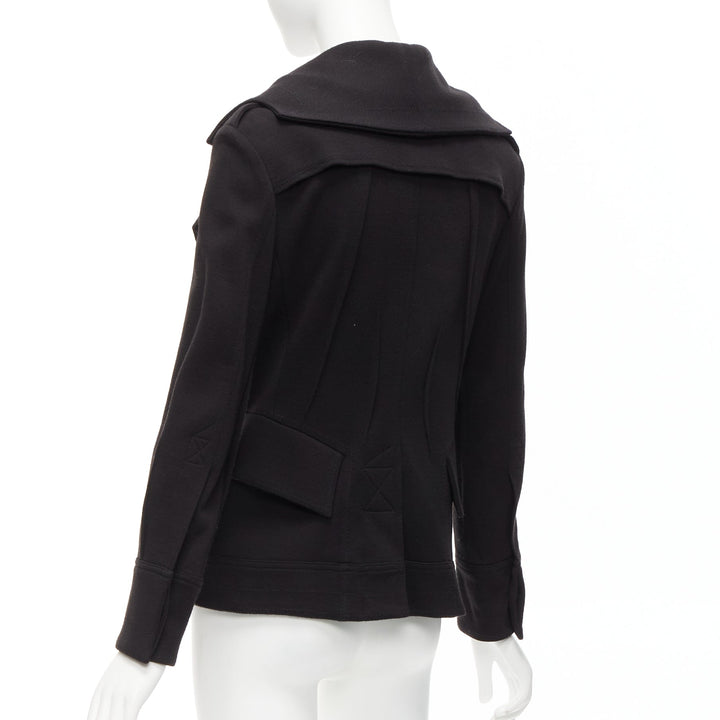 JOHN GALLIANO Vintage black reconstructed pleat foldover collar blazer FR38 M