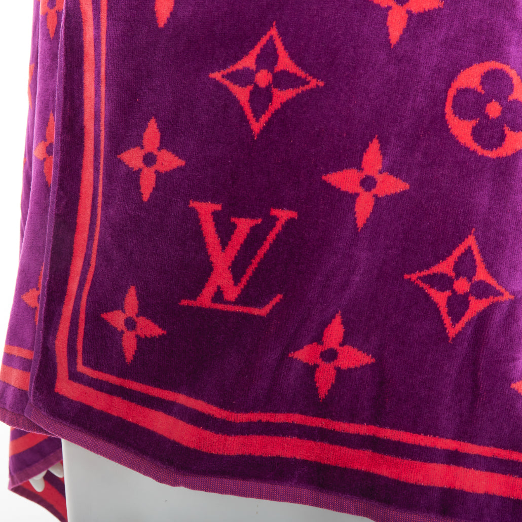 LOUIS VUITTON Vuittamins  pink purple cotton LV monogram beach towel