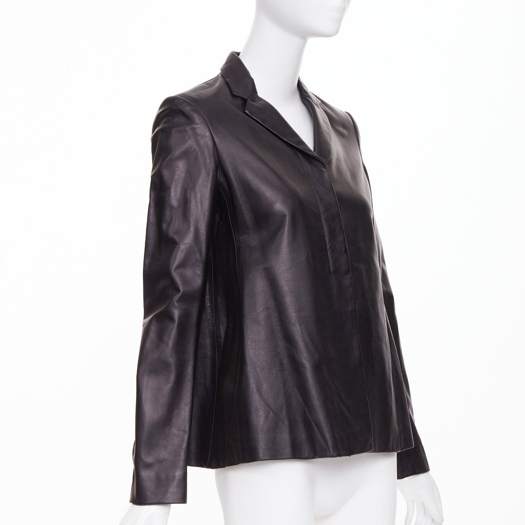 THE ROW black lambskin concealed snap minimalist black jacket blazer US2 S