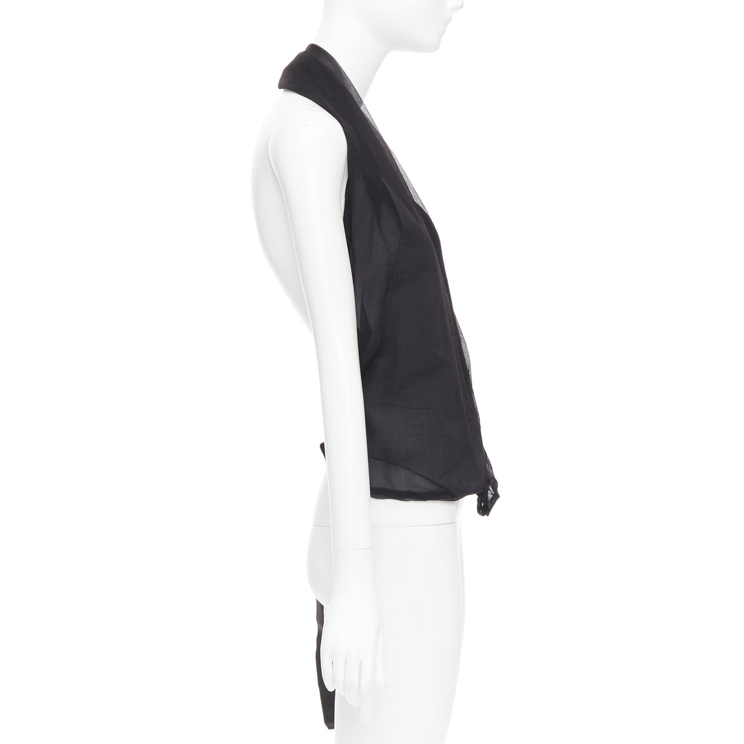 rare MAISON MARGIELA ARTISANAL Vintage black silk overlay tromp loeil waistcoat