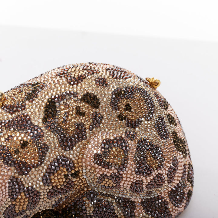 JUDITH LEIBER Limited Wildcat Chiquita brown gold jaguar crystal clutch bag