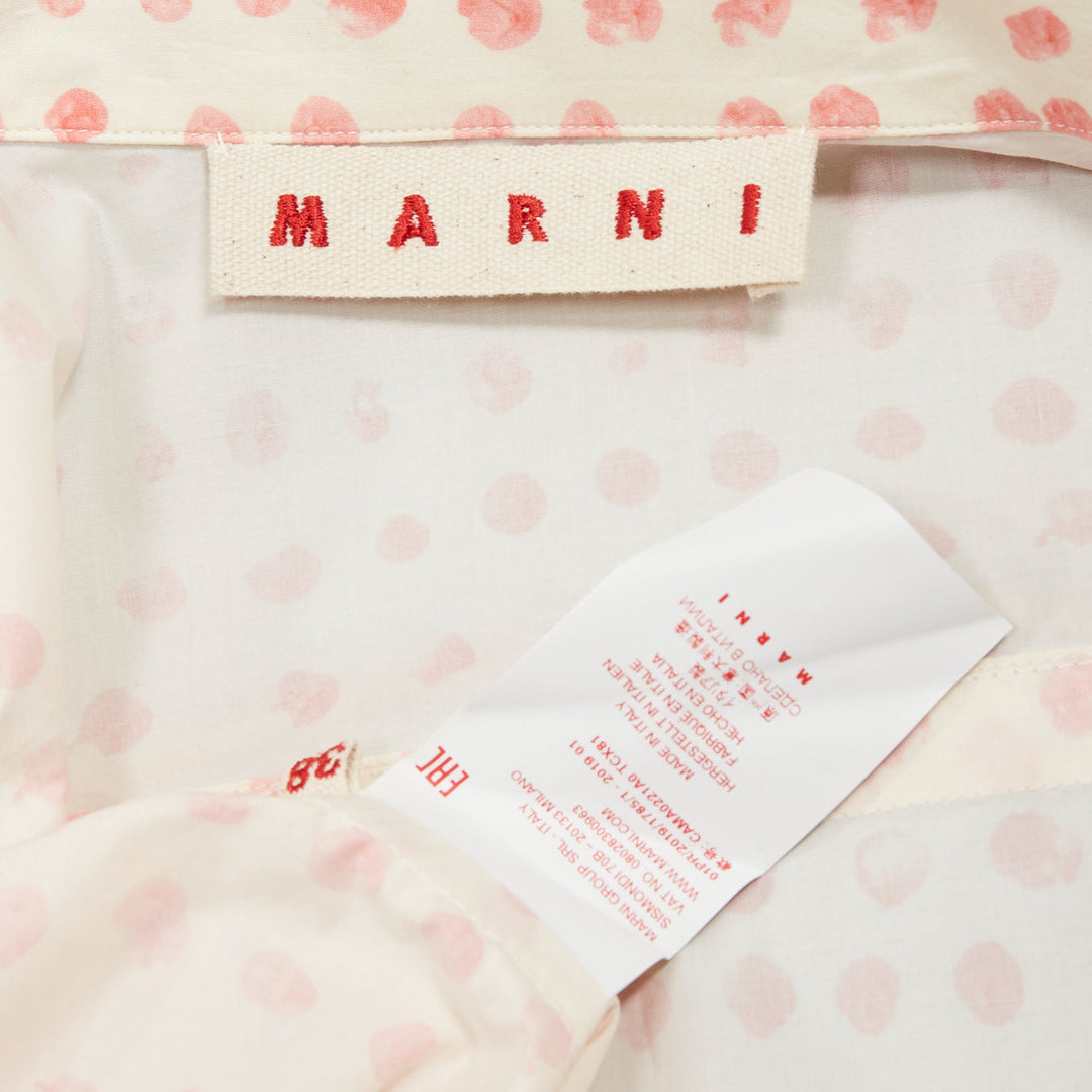 MARNI cream pink painted polka dots print long sleeve shirt IT38 XS