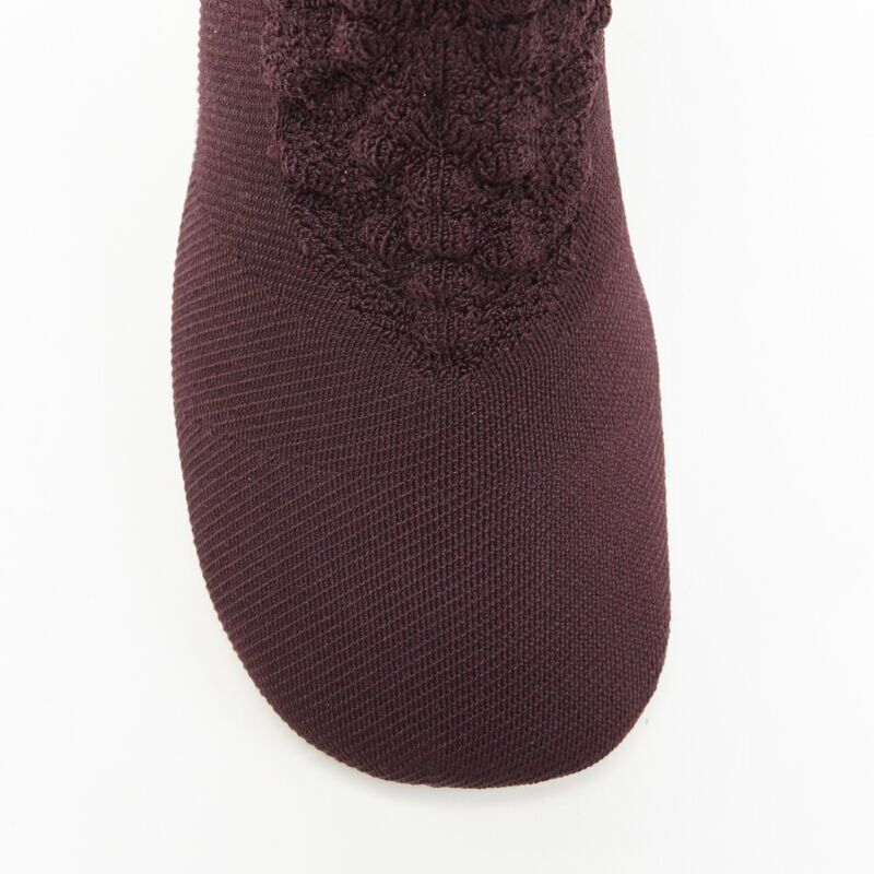 OLD CELINE Glove Bootie burgundy textured sock knit square toe boots EU40