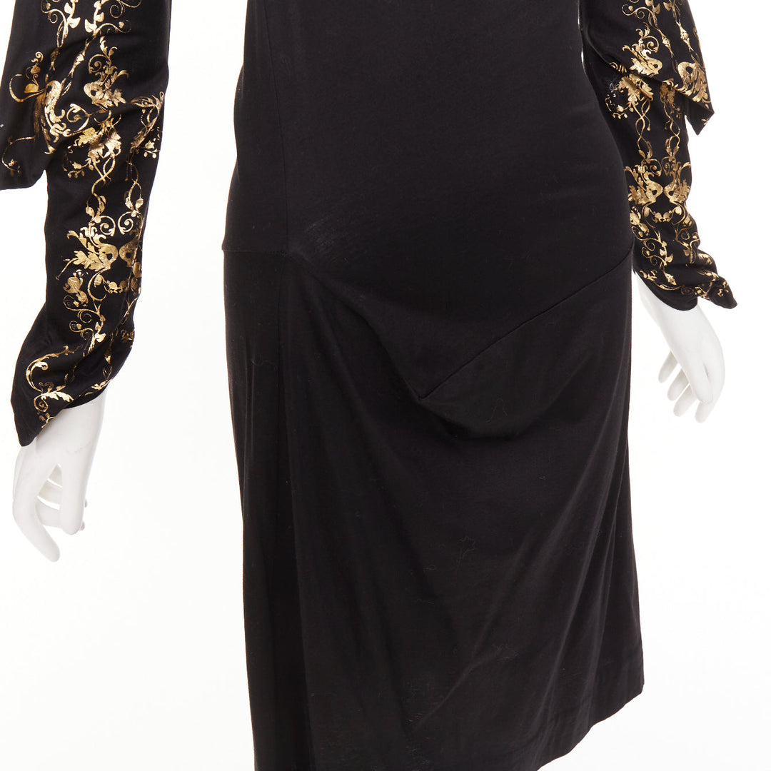 VIVIENNE WESTWOOD Red Label black gold baroque foil sleeve 3D draped dress JP2 M