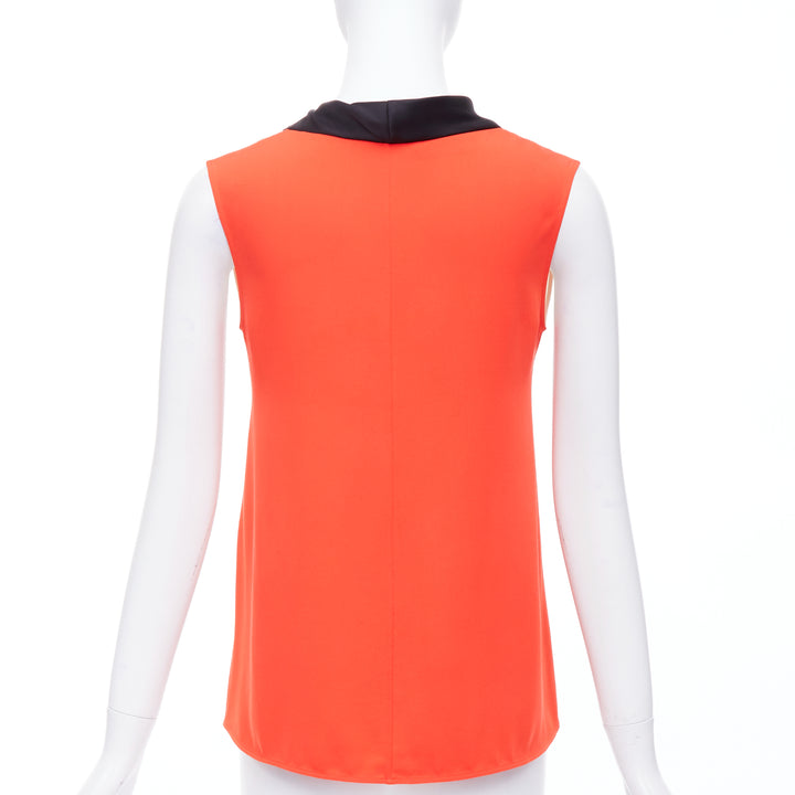 OLD CELINE Phoebe Philo orange black cream colorblocked tank top FR36 S