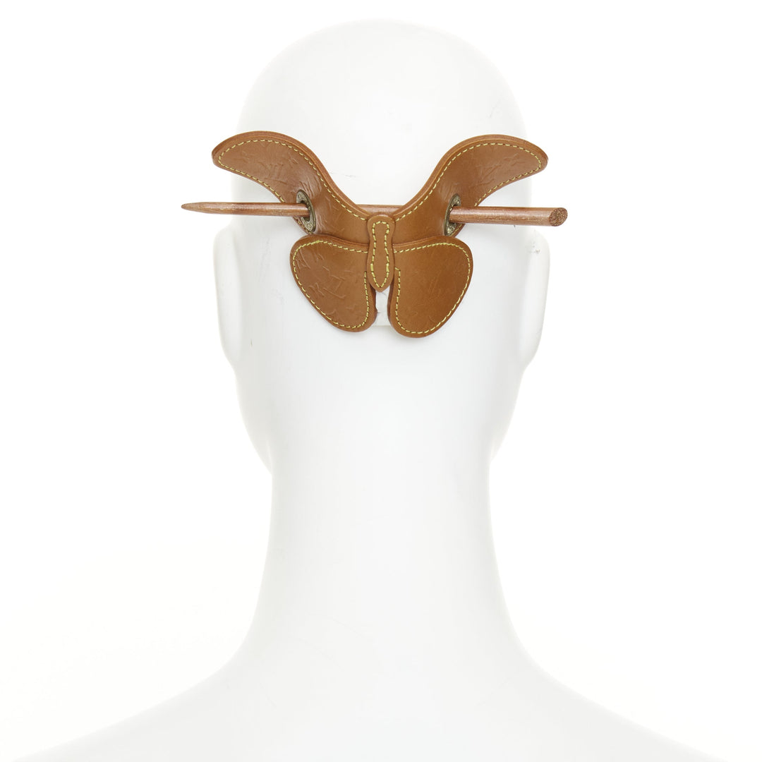 LOUIS VUITTON 2002 Conte de Fees vachetta leather butterfly hair pin stick