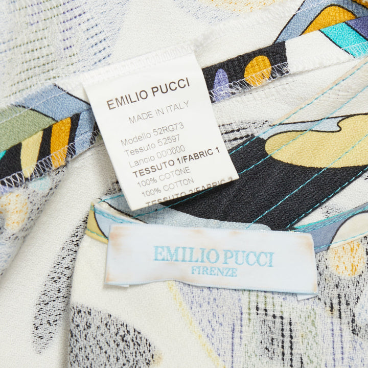EMILIO PUCCI Vintage crystal rhinestone mesh collar graphic print dress IT40 M