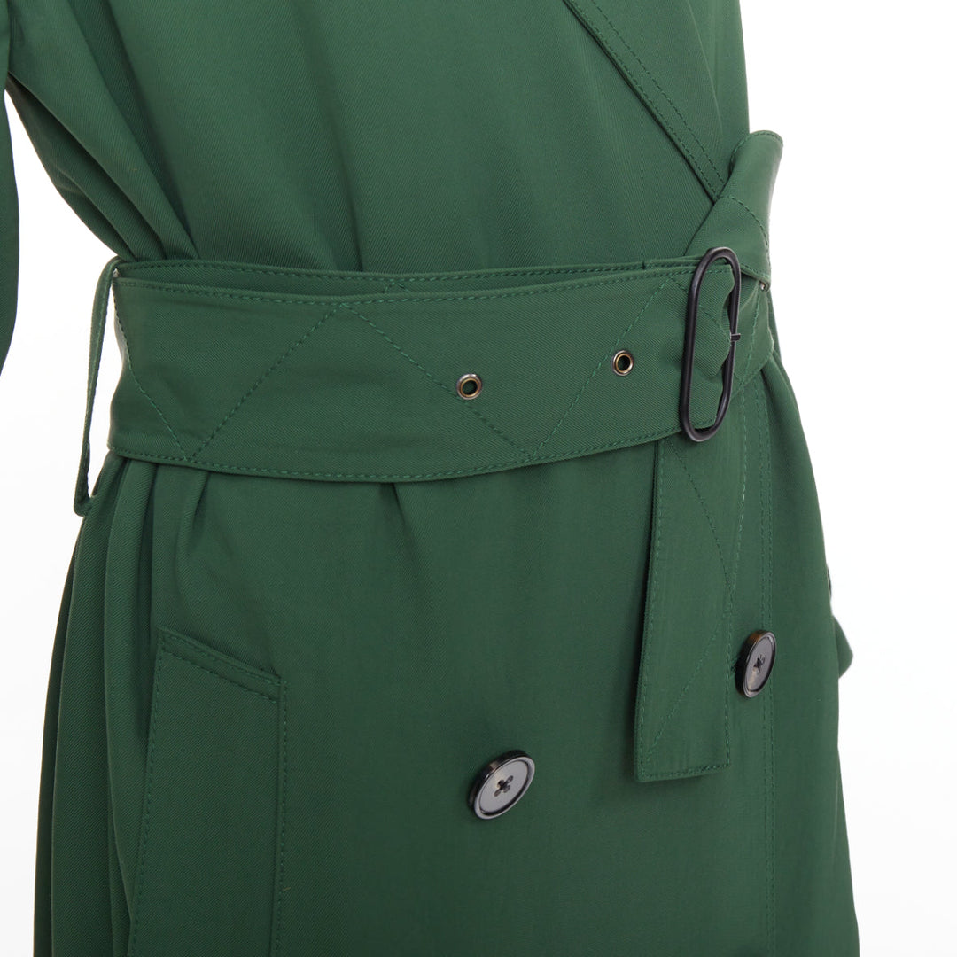 ACNE STUDIOS 2018 Lucie TW green twill belted maxi trench coat FR38 M