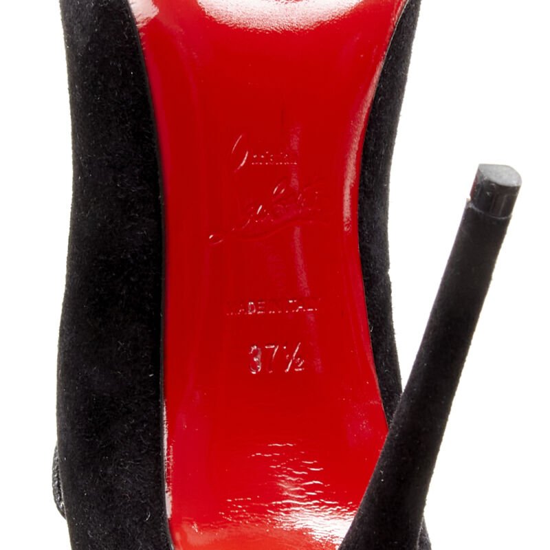 CHRISTIAN LOUBOUTIN Megavamp 120 black suede laced ankle peep heel EU37.5