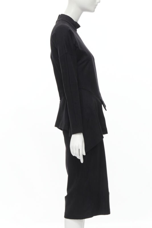 vintage COMME DES GARCONS 1980's mock neck asymmetric peplum midi dress M