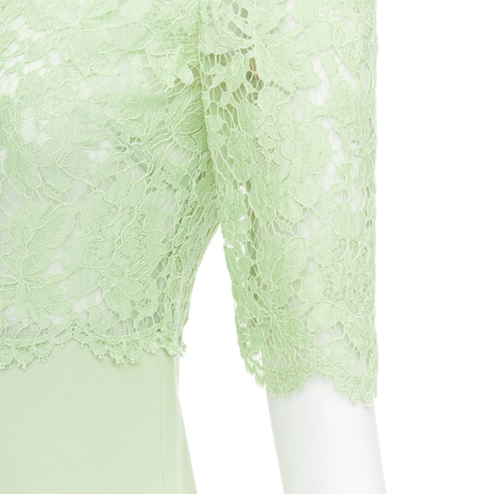 VALENTINO light green cotton blend lace bodice A line dress IT38 XS