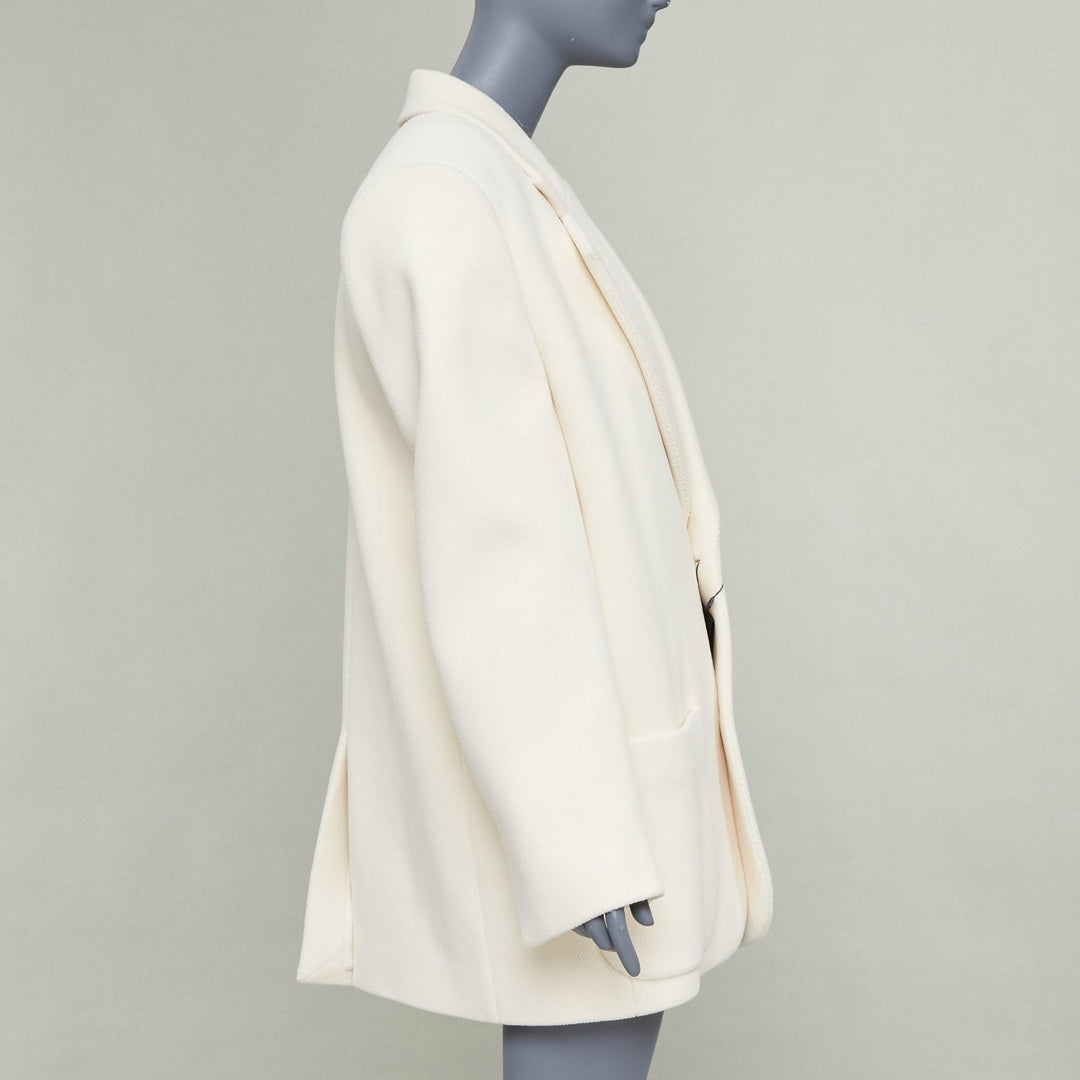 SAINT LAURENT 2023 Runway ocru chevron wool Extreme Power shoulder blazer OS