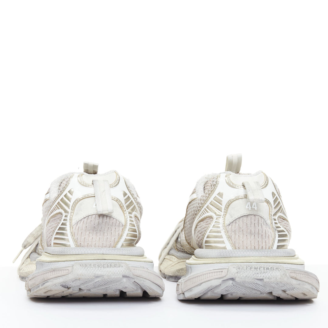 BALENCIAGA 2023 Runway 3XL silver mesh fabric chunky trainers sneakers EU44