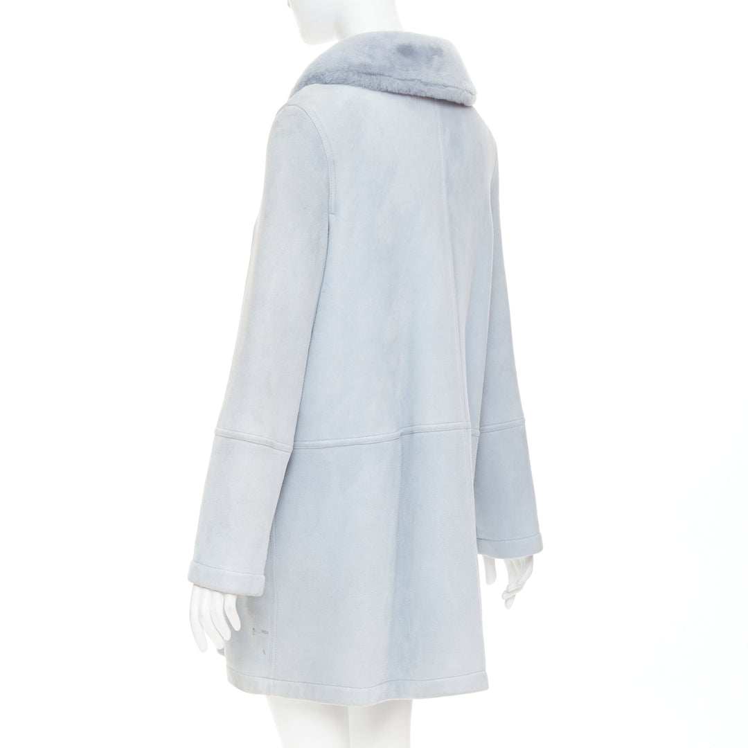 CHRISTIAN DIOR Vintage 2017 John Galliano powder blue dyed rabbit fur coat S