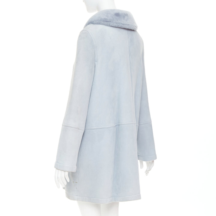 CHRISTIAN DIOR Vintage 2017 John Galliano powder blue dyed rabbit fur coat S